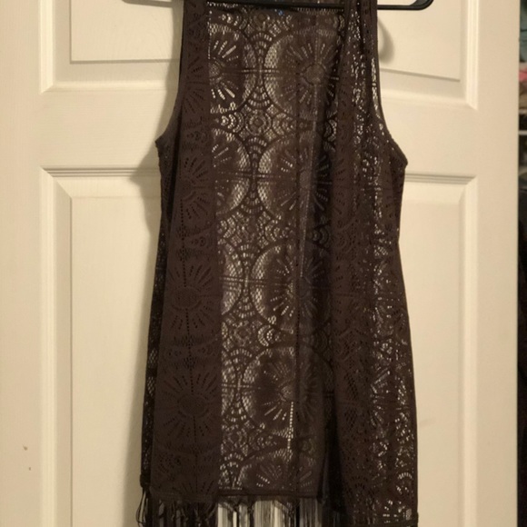 Tank top cardigan with fringe - Picture 2 of 3